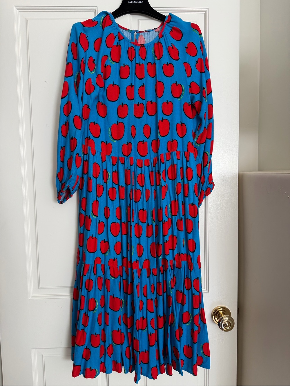 Stella McCartney Blue Dress with Red Apple Print